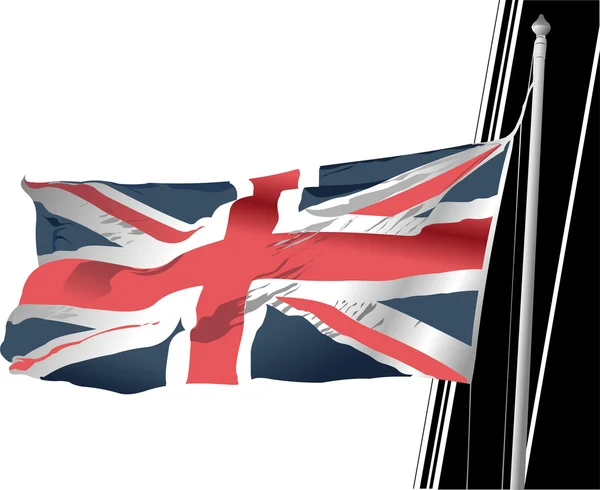 Vector stylish waving United Kingdom fla — Stock Vector