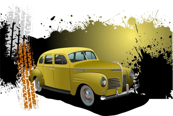 Grunge Banner con imagen de coche rareza. Vec — Archivo Imágenes Vectoriales