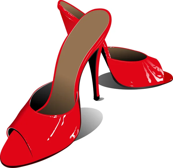 Mode Frau rote Schuhe. Vektorillustrationen — Stockvektor