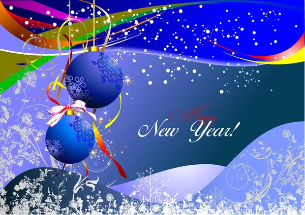 Різдво - новорічна блискуча листівка з блакитним — стоковий вектор