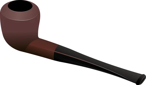 Паління коричневої труби на ізольованому білому спині — стоковий вектор