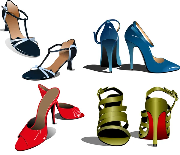 时尚女人鞋。矢量插画 — 图库矢量图片