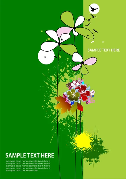Grunge 花卉 ba 与小册子的封面 — 图库矢量图片