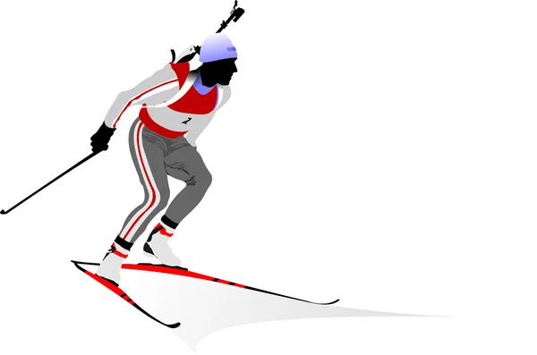 冬季两项运动员色的剪影。vec — 图库矢量图片