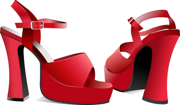 Mode Frau rote Schuhe. Vektorillustrationen — Stockvektor