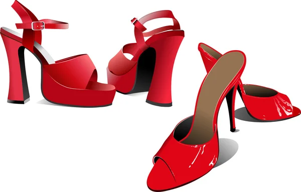 Dos pares de zapatos de mujer de moda. Vector — Archivo Imágenes Vectoriales