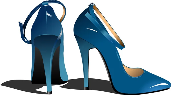Modische blaue Damenschuhe. Vektor illustr — Stockvektor