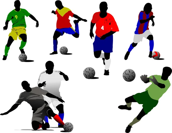 Set of soccer players. Vector illustrati — Stock Vector