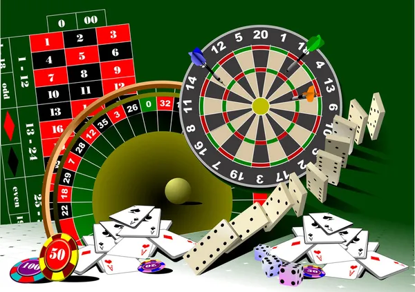 Roulette tafel en casino elementen. Vect — Stockvector