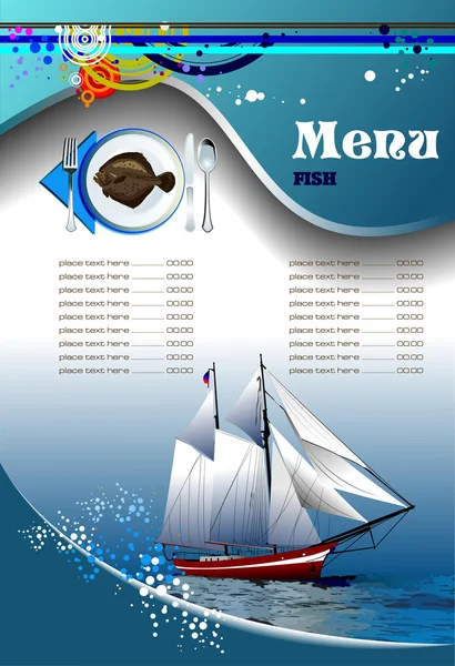 Fiskrestaurang (café) meny — Stock vektor