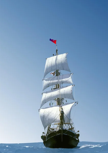 Морський фон з вітрильним судном. Вільям — стоковий вектор