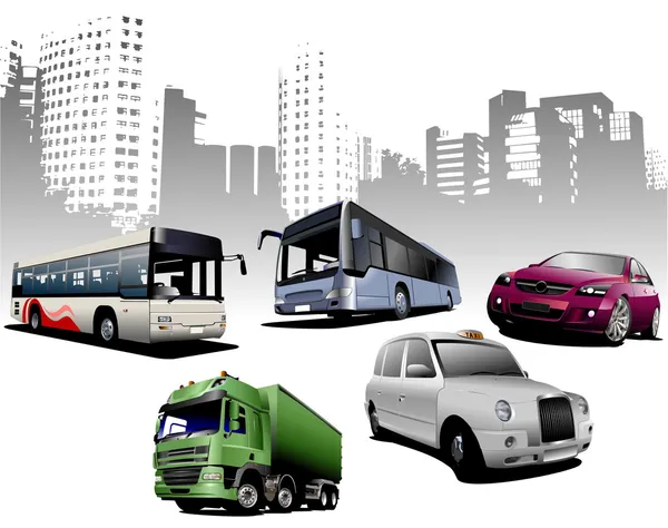 Cinq exemples de transports urbains — Image vectorielle
