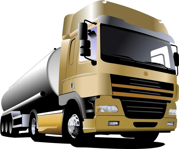 Gul lastbil på vägen. vektor illustr — Stock vektor
