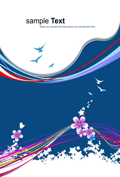 Çiçek yaz mavi arka plan. Il vektör — Stok Vektör