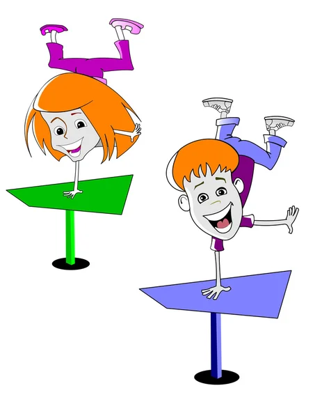 Deux enfants de dessin animé. Illustration vectorielle — Image vectorielle