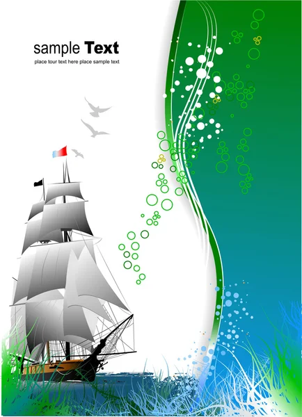 Cover for brochure with old sailing vess — Stock Vector
