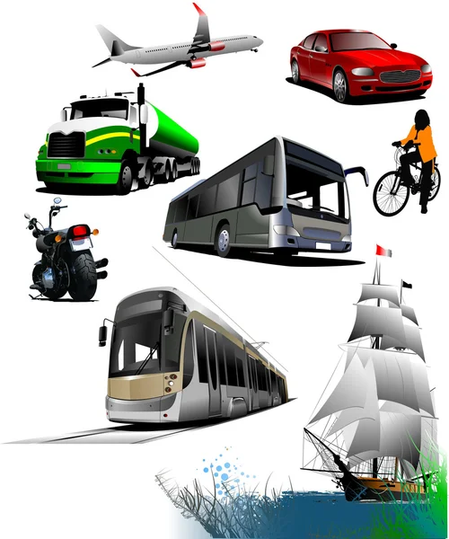 Todo tipo de transporte. Ilustración vectorial — Vector de stock