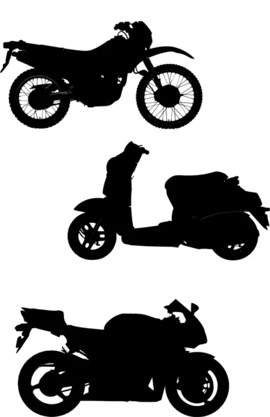 오토바이의 세 가지 벡터 삽화 — 스톡 벡터