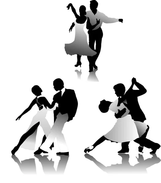 Τρία ζευγάρια που χορεύουν ένα tango — Διανυσματικό Αρχείο