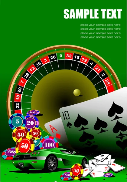 Casino elements with sport car image. Ve — Stock Vector
