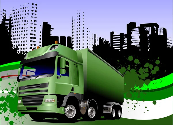 Streszczenie tło miejskich z ciężarówką ima — Wektor stockowy