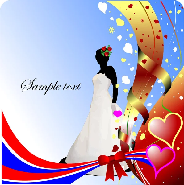 Voiture de voeux de mariage ou Saint-Valentin — Image vectorielle