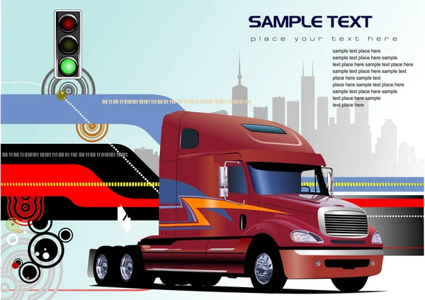 Abstract hi-tech background with truck i — Stock Vector