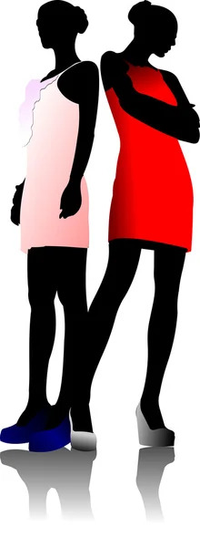 Sylwetki dwóch kobiet. illustrati wektor — Wektor stockowy