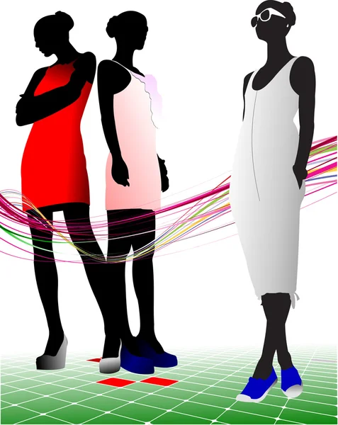 Women and men silhouettes. Vector illust — Stock Vector