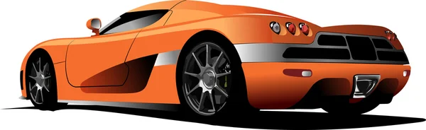 Orangefarbener Sportwagen unterwegs. Vektor il — Stockvektor