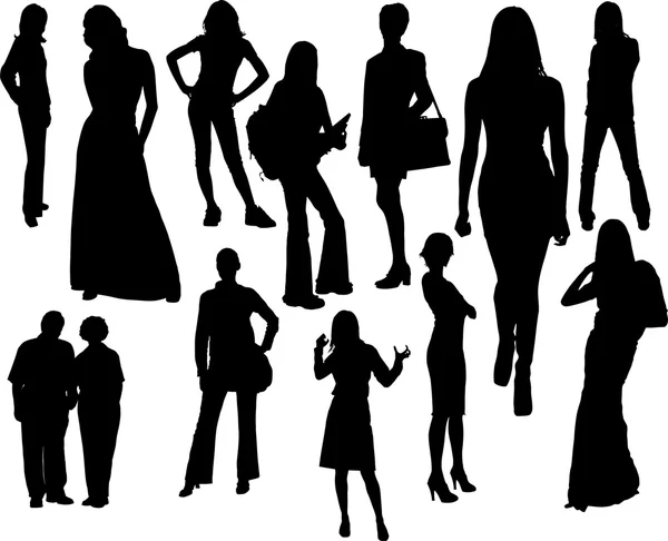 Vrouwen silhouetten. Vectorillustratie — Stockvector