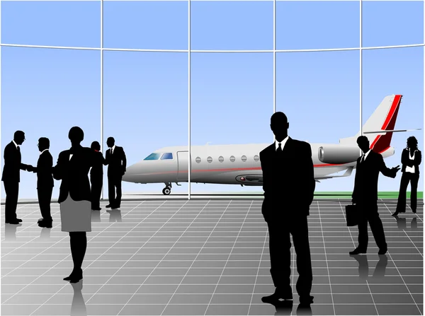 Repülőtér jelenet. A vektoros illusztráció — Stock Vector