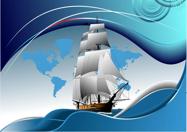Cover for brochure with old sailing vess — Stock Vector