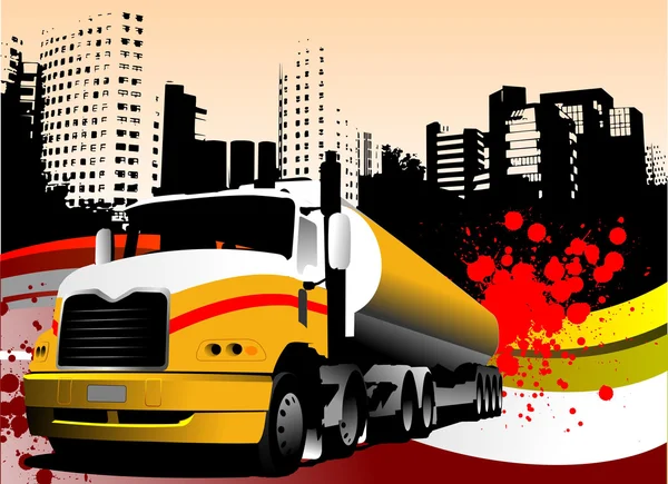 Abstract urban background with lorry ima — Stock Vector