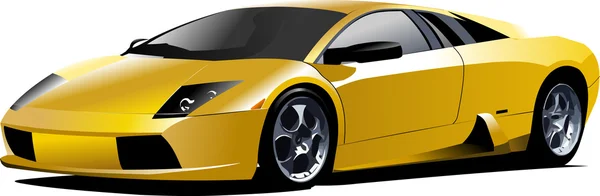 Carro esporte amarelo na estrada — Vetor de Stock