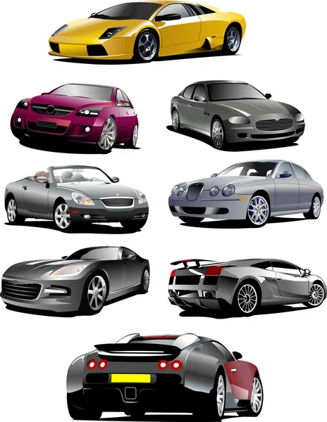 Acht auto's op de weg. vector illustra — Stockvector