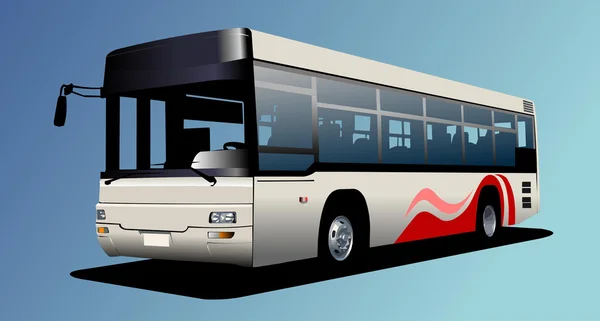 White town bus. Coach. Vector illustrati — Stock Vector