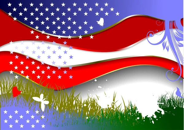 Achtergrond met Amerikaanse vlag afbeelding — Stockvector