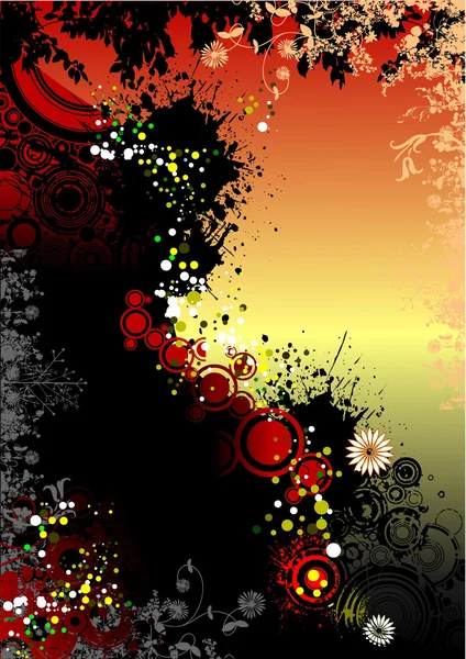 Grunge floraler Hintergrund mit Kreis ele — Stockvektor