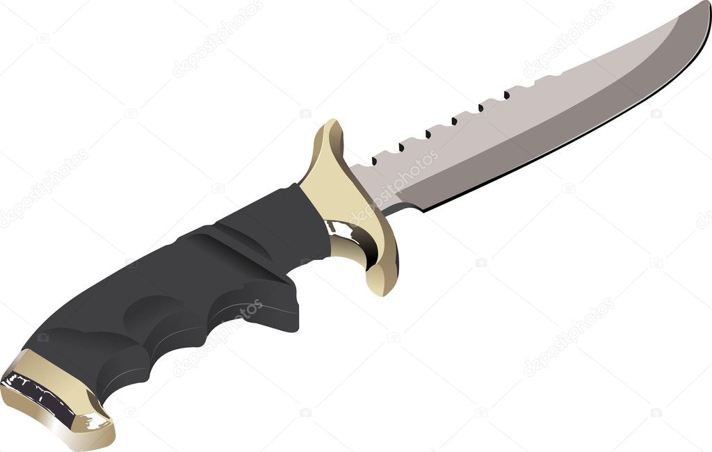 The vector image of a knife on a white b