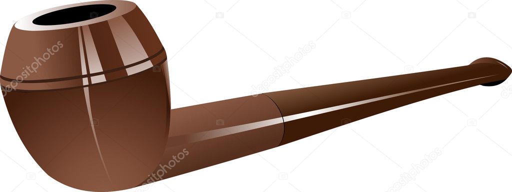 Smoking brown pipe on isolated white bac