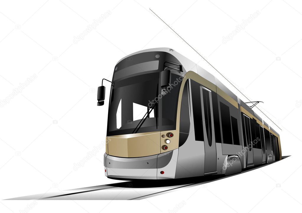 City transport. Tram. Vector illustratio