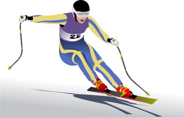 kayakçı renkli vektör çizim