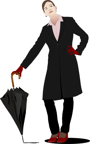 Femme d'affaires avec parapluie — Image vectorielle