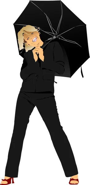 Geschäftsfrau mit Regenschirm — Stockvektor