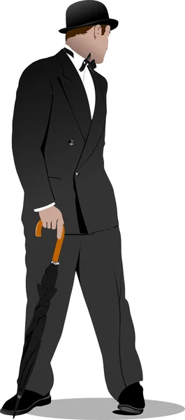Cavalheiro com guarda-chuva — Vetor de Stock