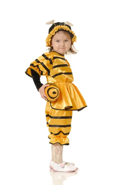 A menina no vestido de uma abelha — Fotografia de Stock