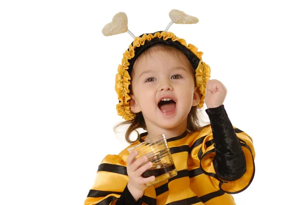 A menina com um mel — Fotografia de Stock