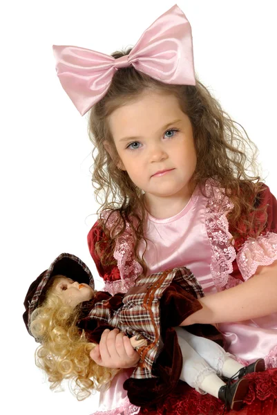 Dziewczynka z lalka — Zdjęcie stockowe