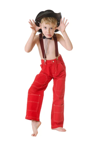 Мальчик в ковбойской одежде — стоковое фото